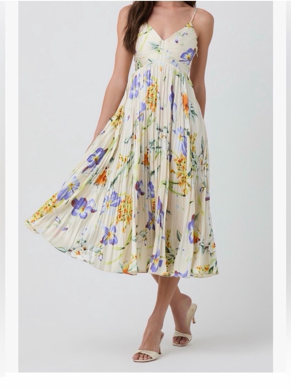 ASTR Maeve MIDI Dress Blue Floral